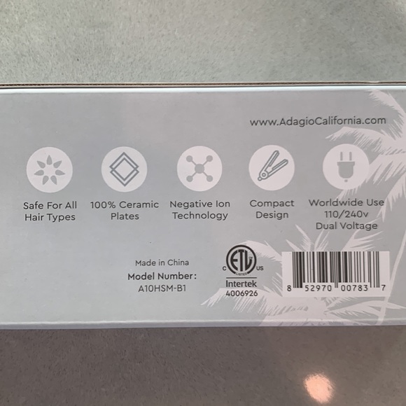 Adagio California Not So Mini Ceramic Flat Iron - 100% Ceramic Hair Straightener - Picture 6 of 6